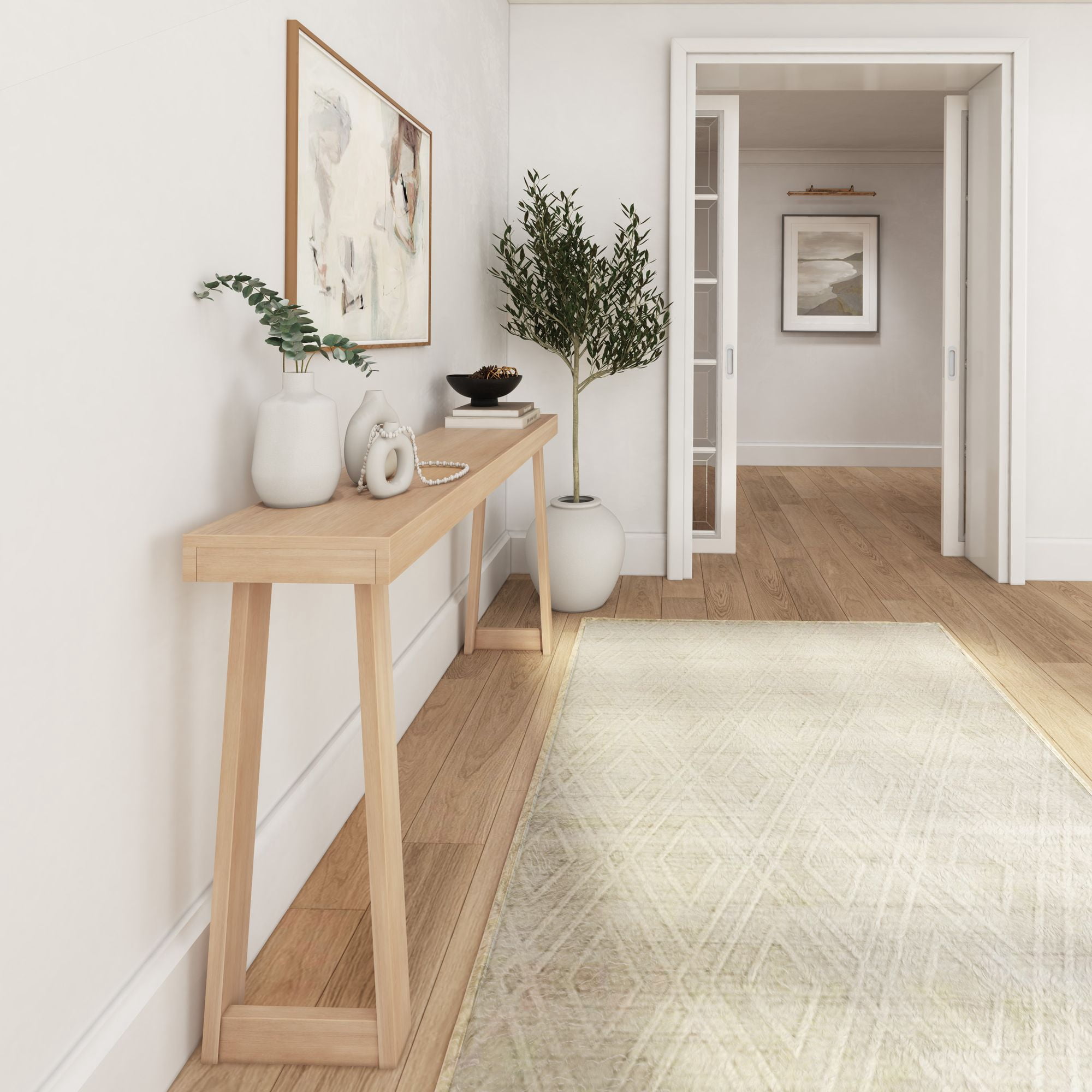Plank+Beam Solid Wood 66" Console Table, Classic Entryway Table, Narrow Foyer Table