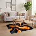 thumbnail image 3 of ODIKA 4'x6' Ultra-Soft Area Rug, Orange Abstract Mid-Century Fluid Retro Biomorphic Design with Curves Washable, Bare feet friendly, Silk-Touch for Bedroom Home office, 3 of 7