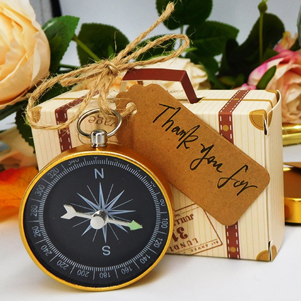 50xWedding Favors Guests Gift Compass Souvenir with Tags for Travel Themed Party