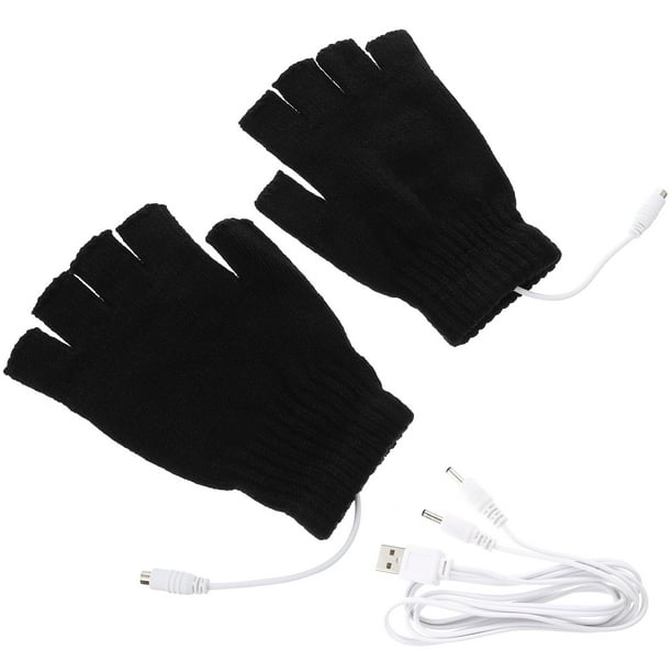 1 par de guantes unisex de manopla calentada por USB guantes de invierno sin dedos más cálidos