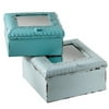Pack of 4 Light & Turquoise Blue Vintage Chic Distressed Mirrored Nesting Boxes