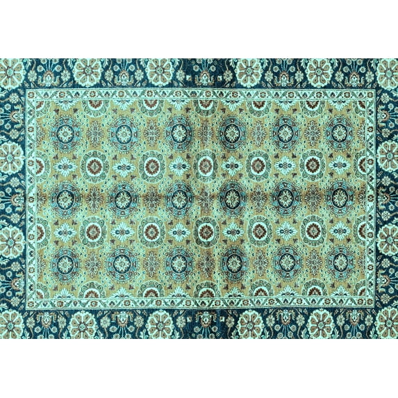 Ahgly Company Indoor Rectangle Abstract Light Blue Modern Area Rugs, 3' x 5'