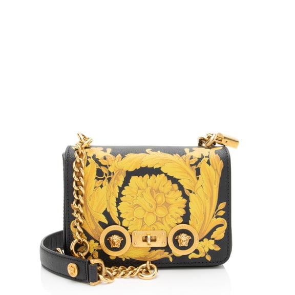 Pre-Owned Versace Leather Barocco Padlock Medusa Icon Small Shoulder Bag