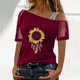 thumbnail image 4 of Gibobby Casual Playera de Manga Corta para Mujer Mujeres Impreso Hombro Tops Sexy Glitter Camisa manga corta Blusa Tops(Vino,G), 4 of 4