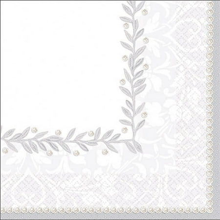 Beverage Napkins - 16-Pack, White Elegance