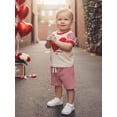 thumbnail image 5 of Miaouyo Toddler Baby Boys Valentines Outfit 3 6 12 18 24 Months 2T 3T 4T 5T Short Sleeve Heart Printed Tops with Striped Shorts 2Pcs Clothing Set, 5 of 9