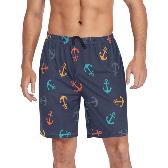GZHJMY Anchor Pajama Pants Short for Men, Lounge Pants Lightweight Men Pajama Bottoms with Drawstring Pockets, Christmas New Year Birthday Gifts, Small
