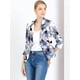 thumbnail image 3 of Chaqueta abierta de la chaqueta del traje de la cosecha del trabajo de la oficina del frente de las mujeres Blanco Azul-Floral M, 3 of 6