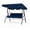 Dark blue, variant on 3 Seat Outdoor Porch Swing with Adjustable Canopy, Patio Swing Chair with Stand, Metal Frame, Thick Cushions, 500 lb Capacity