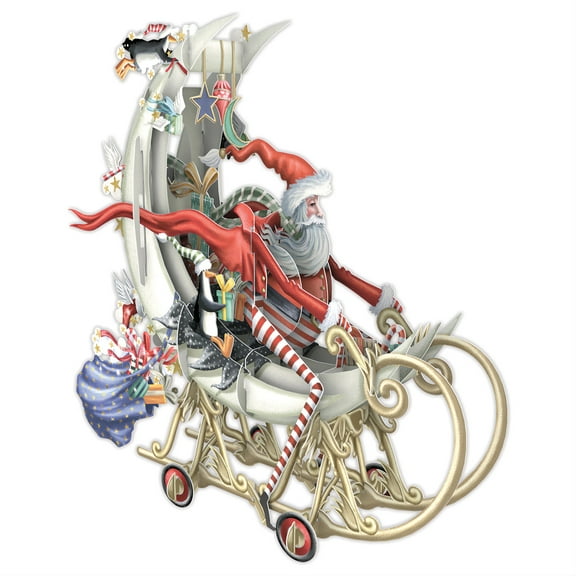 Notes & Queries Santa's Moon Sleigh 3D Laser Cut Pop Up Christmas Card