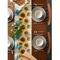 thumbnail image 2 of ERUNPONLY Sunflower Table Runner - 90 Inch Long Pastoral Pastel Yellow Floral Rustic Wood Plank Cotton Linen Blended Dress Scarves Farmhouse Table Runner for Kitchen Dining, Coffee Table, 13" x 90", 2 of 8