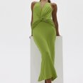 thumbnail image 2 of Vestido halter para mujer Vestido largo con cuello en V profundo Sin mangas Slim Fit Clubwear Ropa FLhrweasw Nuevo, 2 of 9