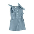 thumbnail image 1 of EYIIYE Toddler Girls Summer Rompers 6M 1T 2T 3T 4T Kids Solid Color Sleeveless Overalls Ribbed Knitted Jumpsuit Shorts Baby Button Bodysuits Suspender Shorts Infant Loose Casual Clothes, 1 of 9