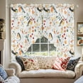 thumbnail image 6 of Swag Curtains Valances for Windows, Orange Fall Thanksgiving Short Kitchen Window Curtains Over Sink, Autumn Bird Leaf Floral Cafe Curtains Panel Set Of 2,Rod Pocket, 36 Inches Length White, 6 of 8