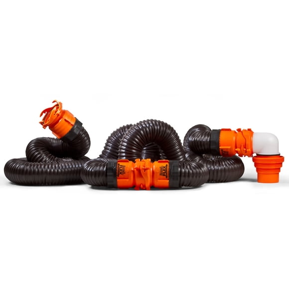 Camco Sewer Hose 39741 RhinoFLEX; 20 Foot Length; 23 Mils Polyolefin Reinforced With Steel Wire; Black Hose
