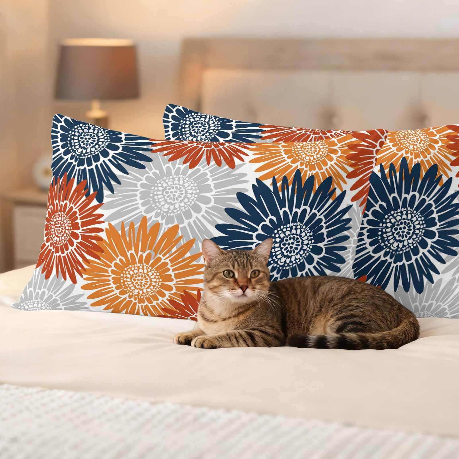 Orange Red Sunflowers Outdoor Waterproof Throw Pillow Covers 20x12 Set of 2, Boho Retro Floral Rustic Blossom Decorative Pillowcases Cushion Pillowcase for Couch Sofa Patio Outside Pillow Protector