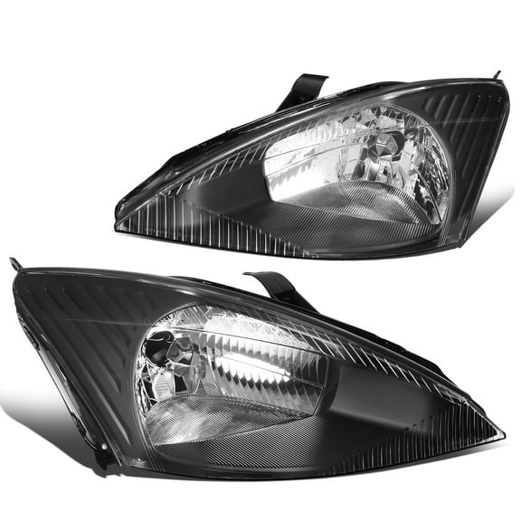 DNA Motoring For 2003-2004 Ford Focus OE Style Black Clear Headlight Lamp Pair Replacement