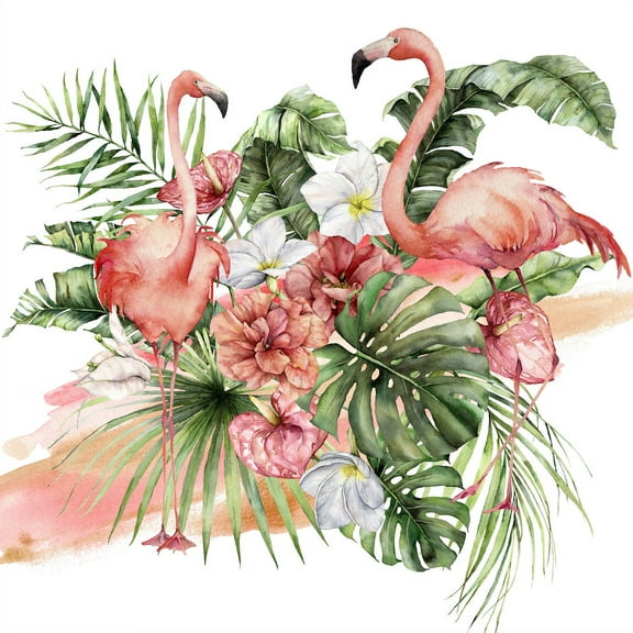 Flamingo Napkins, Beverage Napkins FLAMINGO PARADISE 40pcs, Pink Watercolor Flamingos, Tropical Leaf Napkins, Monstera Napkins, Floral Napkins, Zoo Napkins, Cocktail Tropical Napkins