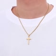 thumbnail image 3 of Gold Plated Cross Necklace for Men, Mens Cross Necklaces with 3.5mm Chain and Stainless Steel Pendant, Cuban Chain 16-24 Inch, 3 of 13