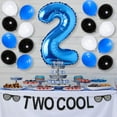 thumbnail image 5 of Two Cool Birthday Party Supplies 2nd Birthday Decorations for Boys Blue Black White Balloon Garland Arch Kit Sunglasses Banner, 5 of 7