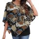 thumbnail image 2 of Camisas de mujer Camisetas sin mangas estampadas con gasa Manga corta Mantón fluido Blusas de túnica de doble capa Fridja  nalpqowj27669, 2 of 9