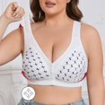 thumbnail image 3 of Women Plus Size Front Closure Bra U-Back Wireless Breathable Wide Strap Everyday Bra, 3 of 8