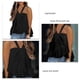 thumbnail image 5 of Camisetas sin mangas para mujer, dobladillo acampanado con volantes, sin mangas, cuello halter, camisetas sin mangas de verano para fiesta al aire libre, playa, negro, XXL, 5 of 6