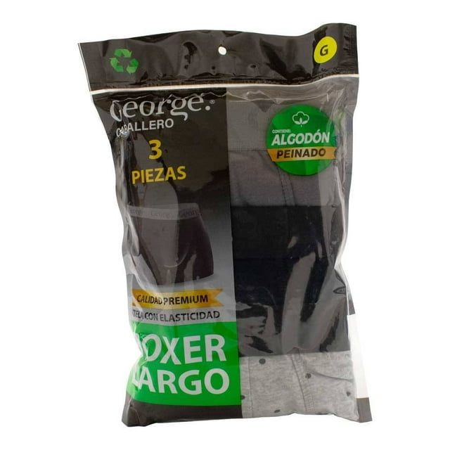 Bóxer George para Hombre de Algodón Largo Multicolor 3 Piezas Talla CH