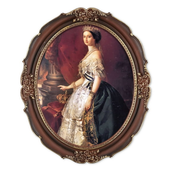 Oval Picture Frames 11x14 Photo Frame in Mahogany with Gold Trim, Vintage Wall Decor