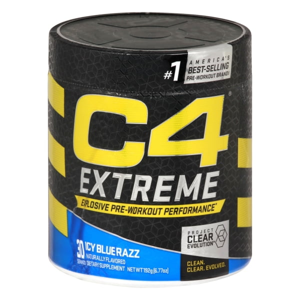 C4 Extreme Pre Workout Powder, Icy Blue Razz, 30 Servings