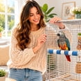thumbnail image 6 of Bird Cage Accessory, Bird Cage Toys, Pet Toys, Foot Care, Avian Enrichment, 8X1 Inch Pink White Striped Small Stand with Sturdy Metal Hardware, Easy to Install Cage Mount for Claw, 6 of 7