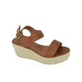 thumbnail image 1 of City Classified Women Wedge Sandals Open Toe Ankle Strap Flatform Espadrilles Platform LUTHOR-S Tan Brown 10, 1 of 3