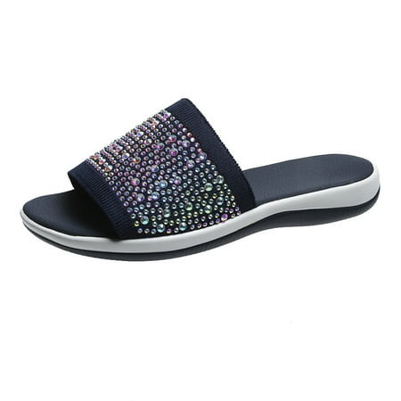 Ladies Shoes Platform Sandals Outside Slippers for Women Fashion Rhinestone Solid Color Fancy Slippers for Women Breathable Sandals