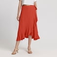 thumbnail image 4 of Riforla 2025 New Lace up Long Skirt Irregular Wrapping Solid Color Skirt Women's Summer Skirts for Women Trendy Watermelon Red S, 4 of 5