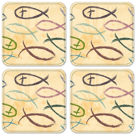 

Vinyl Drink Coasters - Set of 4 - Fish Symbols