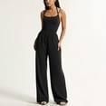 thumbnail image 2 of QATAINLAV Women's Summer Jumpsuit Trendy Spaghetti Strap One Piece Pants Casual Loose Wide Leg Romper Yoga Workout Outfits, Black, M, 2 of 7