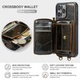 thumbnail image 3 of Ancove for iPhone 15 Wallet Case with Detachable Shoulder Strap & Wrist Strap,PU Leather RFID Blocking Card Slots Kickstand Zipper Purse Crossbody Case Cover for ,Coffee, 3 of 6