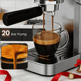 thumbnail image 5 of Auseo 20 Bar Espresso Machines with Milk Frother Steam Wand, Espresso Coffee maker with Visual Pressure Gauge, Ground Coffee & Capsule, Espresso/Cappuccino/Latte/Mocha for Home, 5 of 8