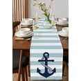 thumbnail image 4 of nqOlkjepod Aqua Stripe Nautical Table Runner 48 Inches Long Farmhouse Dress Scarves, Navy Blue Anchor Summer Coastal Dining Tablerunner for Coffee Table/Kitchen Island/Party Décor, 13" x 48", 4 of 8