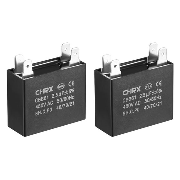 Uxcell 36.5x16x29.5mm 2.5uF 450V AC Double Insert CBB61 Ceiling Fan Capacitors 2 Pack