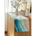 thumbnail image 5 of Table Runner 90 Inches Long for Kitchen Dining, Teal Gradient Ocean Dresser Scarf Farmhouse, Dining Table Decorations for Wedding/Parties, Ombre Watercolor Coastal Beach Waves 13 x 90 In, 5 of 8