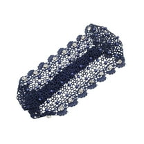 Unique Bargains 1 Pc Elegant Bead Hollow Wide Headwrap Dark Blue