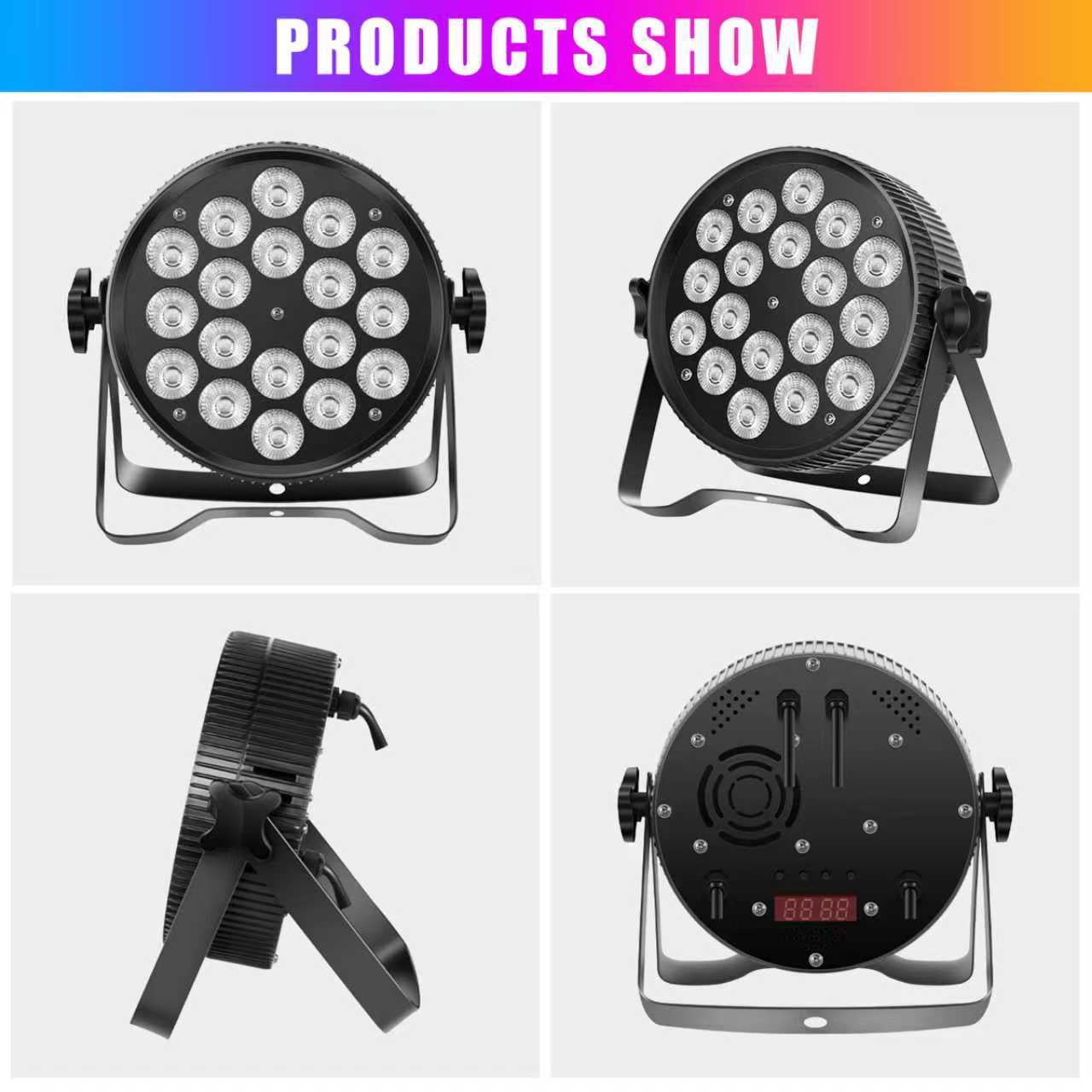 LED Stage Par Lights LED 18X18W water proof DJ Stage Lights RGBWA+UV 6in1 Wash/Strobe Effect DMX512 Control Sound Activated Aluminum Alloy Shell Uplighting Lights for Concerts