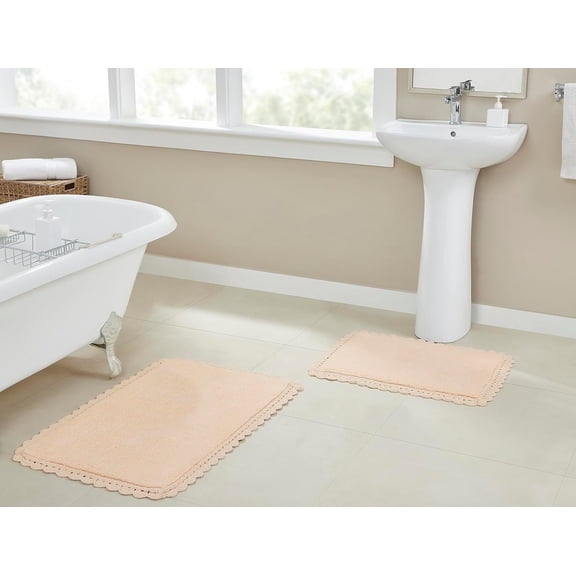 Chesapeake Crochet 2 piece Bath Rug Set - 21"X34" & 17"X24" - Pale Blush Color