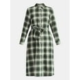 thumbnail image 4 of Time and Tru Women's Plaid Shirt Dress with Long Sleeves, Sizes XS-XXXL, 4 of 4