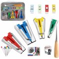 thumbnail image 1 of Juego de kit de electrodomésticos al bies, pie de costura ajustable Mengger para hacer fabricantes de cintas al bies de ancho, herramientas de costura de enlace de 6 mm, 12 mm, 18 mm y 25 mm, 1 of 7