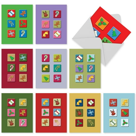 'M6004 HO HO NOTES' 10 Assorted All Occasions Cards Featuring Lots Of Fun Holiday Icons with Envelopes by The Best Card