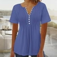 thumbnail image 2 of Womens Fashion Summer Tops 2025 Plus Size Printed V-neck Button Up Short Seeved Top, 2 of 3