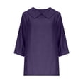thumbnail image 6 of VBVC Women's Lapel Denim-Look Tops,Ladies 3/4 Sleeve Shirt,Summer Business Blouse For Women,Purple,S-2XL, 6 of 8