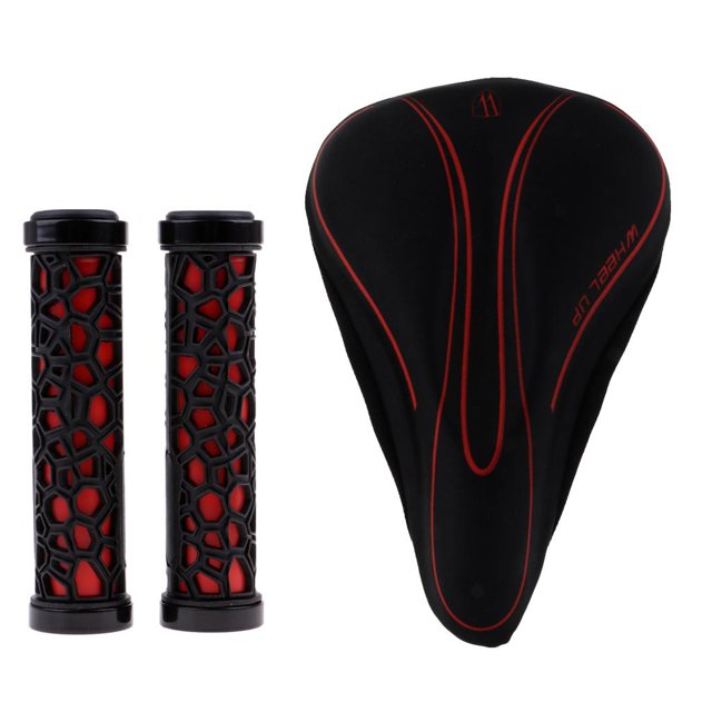 Manillar De Silicona Puños De Bloqueo Cubierta De Silla Para Bicicletas De Montaña color rojo negro Cola Puños de manillar de bicicleta